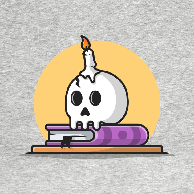 Skull with Candle On Book Cartoon Vector Icon Illustration by Catalyst Labs